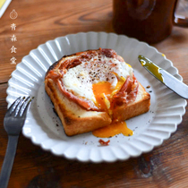 < Qingsen Cafeteria > Japanese studio m duck retro powder lead ceramic petal disc sweet dish dinner plate