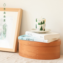 < Qingsen Cafeteria > Japan starting with retro cherry wood shaker box round pallet Shark containing box