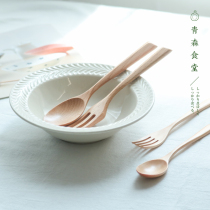 〈Aomori Canteen〉Japanese natural wooden spoon wooden fork solid wood log tableware wooden spoon and fork