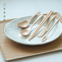 〈Aomori Canteen〉Japanese original natural solid wood tableware Chopsticks Butter spatula Fruit fork Coffee stirring spoon