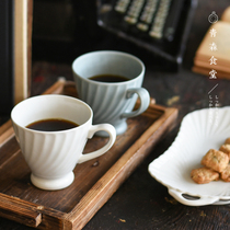 < Qingsen Cafeteria > Japanese studio m retro nostalgia time coffee mark cup double ear breakfast tray