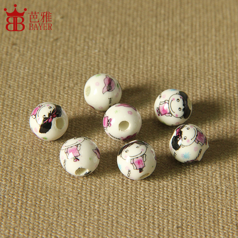 Q ba jas 8 color ceramic round pearl powder bead spacer beads checking beaded bracelet accessories DIY material