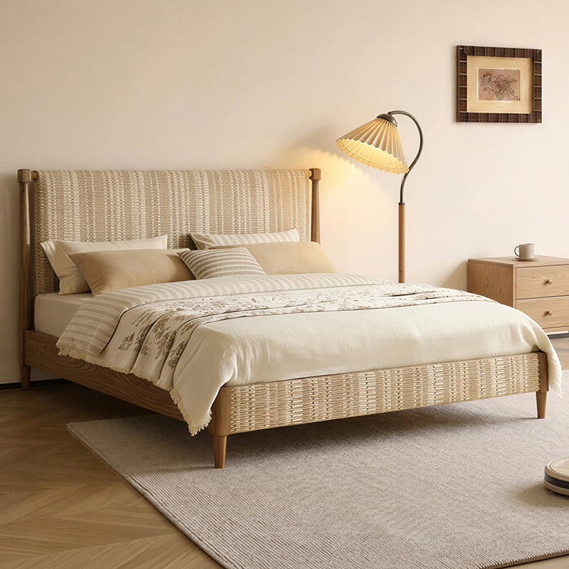 Fengchun/West Coast Bed, Antique-Style Bed for Master Bedroom, 1.8m Bed, Removable and Washable Bed, French Retro Solid Wood Fabric Bed Fengchun/West Coast Bed, Antique-Style Bed for Master Bedroom, 1.8m Bed, Removable and Washable Bed, French Retro Solid Wood Fabric Bed