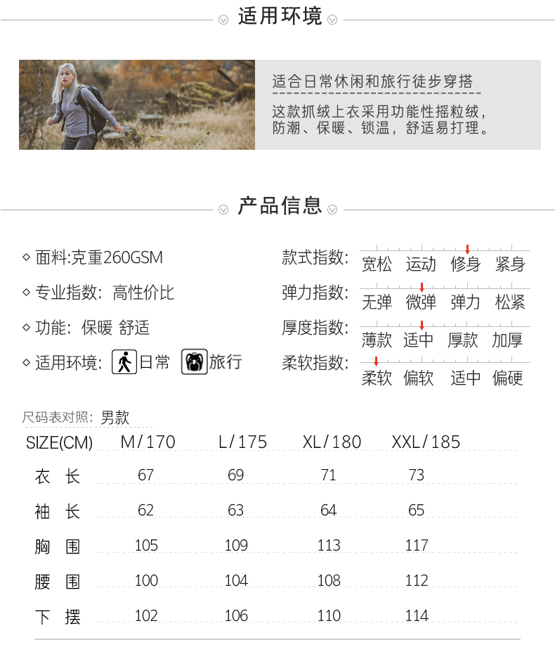 英国 趣越 男女双面复合抓绒衣 YKK拉链 表层防风致密面料 图8