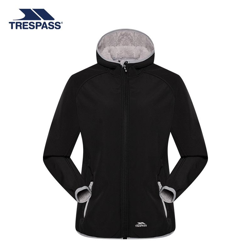 Trespass Fun and Adventurous New Winter Windproof and Velvet-Lined Composite Warm Hooded Rainproof Women's Soft Shell Jacket