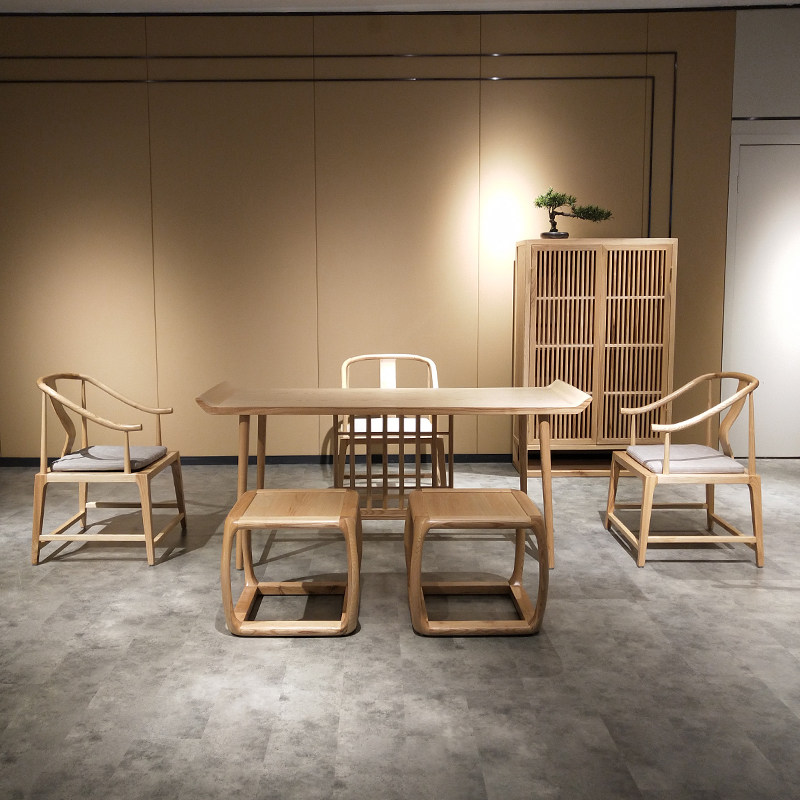 New Chinese style tea table and chair combination Zen solid wood tea table black walnut tea art table office home tea room furniture