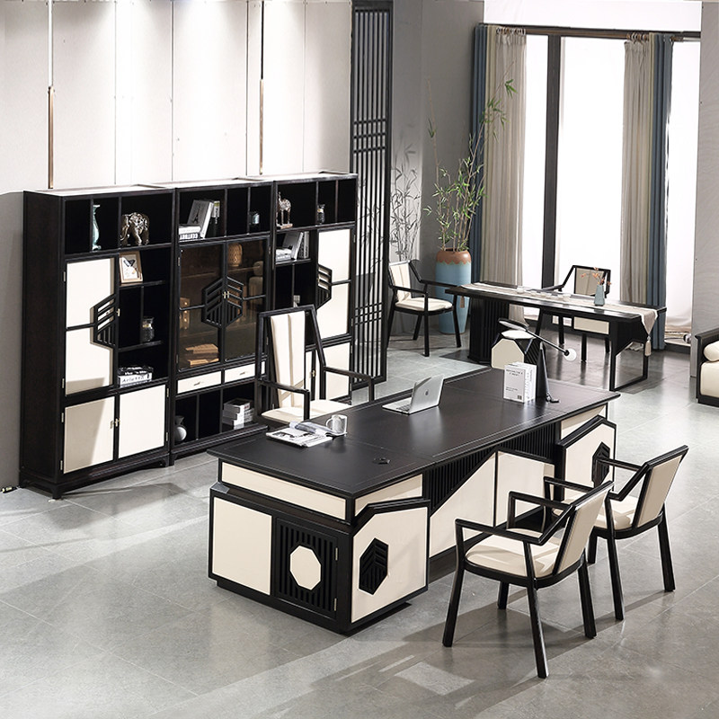 New Chinese Style Solid Wood Desk New Executive Desk Simple Atmosphere Boss Desk Modern Chinese Style Office Furniture Combination - Taobao