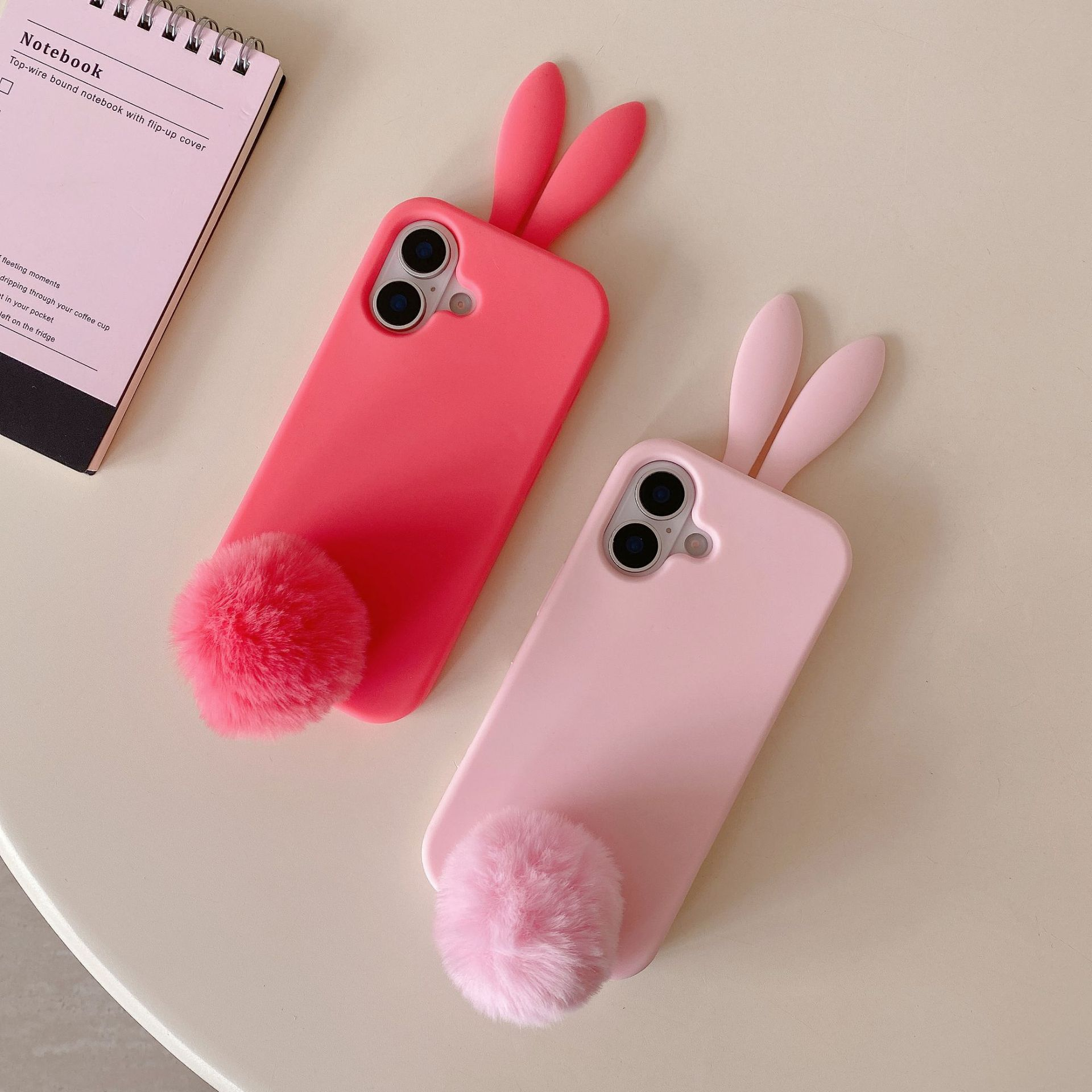 Plush Rabbit Phone Case With Long Ears Cartoon Protective Cover_voghion.com