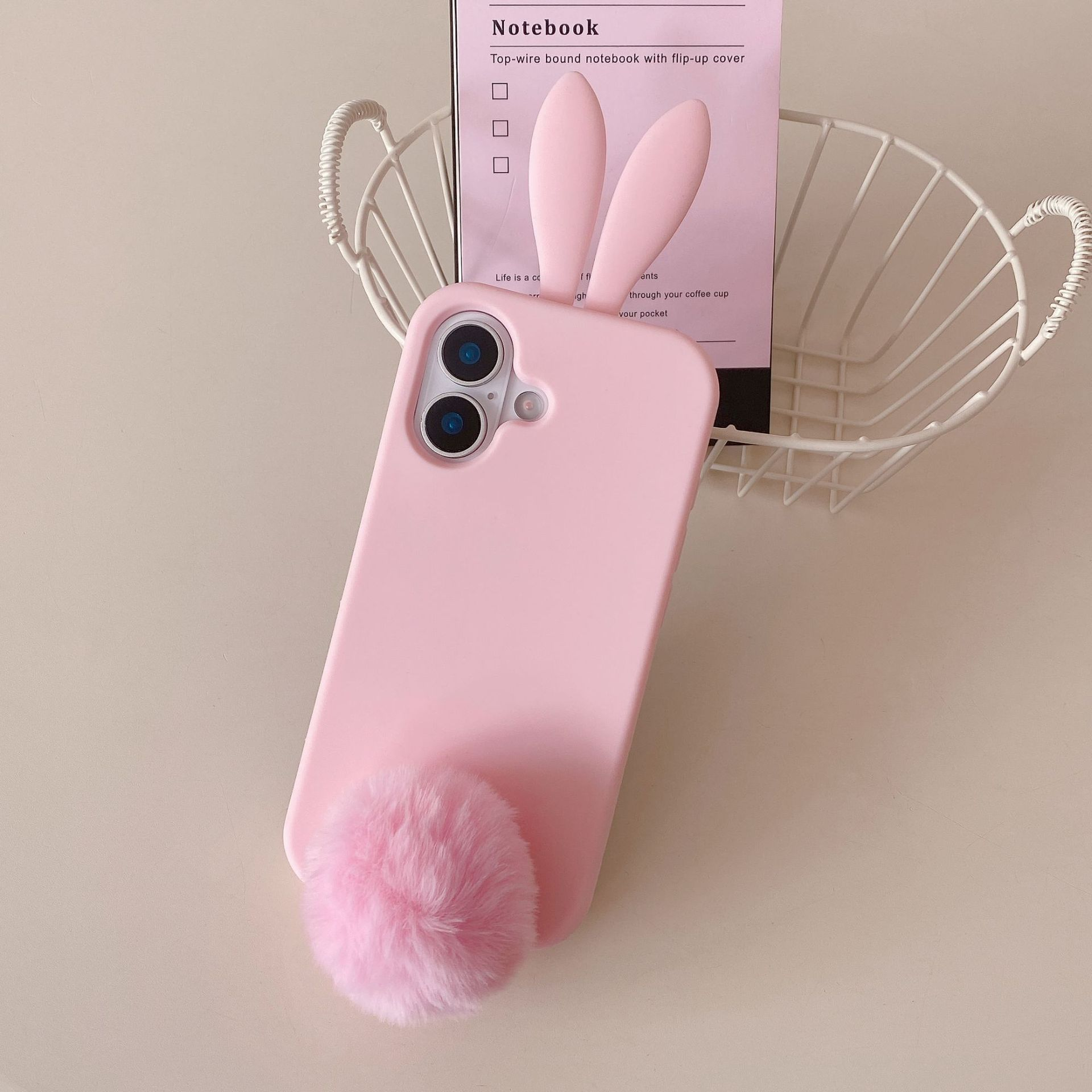 Plush Rabbit Phone Case With Long Ears Cartoon Protective Cover_voghion.com