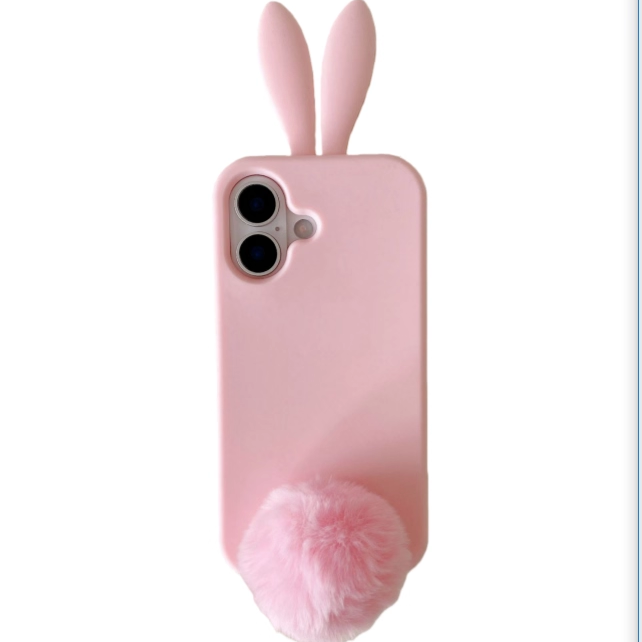 Plush Rabbit Phone Case With Long Ears Cartoon Protective Cover_voghion.com