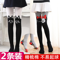 Chunqiu Ji Thin Mid-Thick Girl Pants Socks Socks Socks for Children Bottom Socks Pants Baby Pure Girl with foot cotton socks