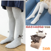Girls underpants wear spring-autumn-thin children with children even pants socks pure cotton fall knitted baby conjoined socks