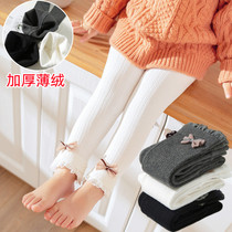 Female Baby Plus Suede Pants Spring Autumn Winter Outwear Baby Beats Bottom Pants Fall Thin Suede Children Big PP Girl Conjoined Socks