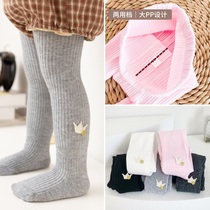 Babys pantyhose Spring-autumn-thin-style baby boy hit bottom pants in thick pure cotton large PP female toddler white one-piece socks