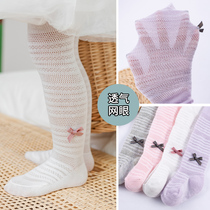 Baby baby Summer pure cotton thin Mesh Socks Girl with pants Sox large pp children Even footed silk socks Spring and autumn