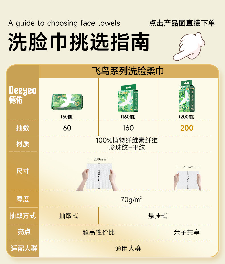 安享好物 安享B级洗脸巾-德佑飞鸟洗脸巾 国标 