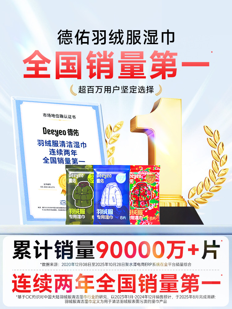 Deeyeo down Jacket Cleaning Wipes No-Wash Powerful Stain Removal Cleaning Wet Wipes Dry Cleaning Household Stain Specialized