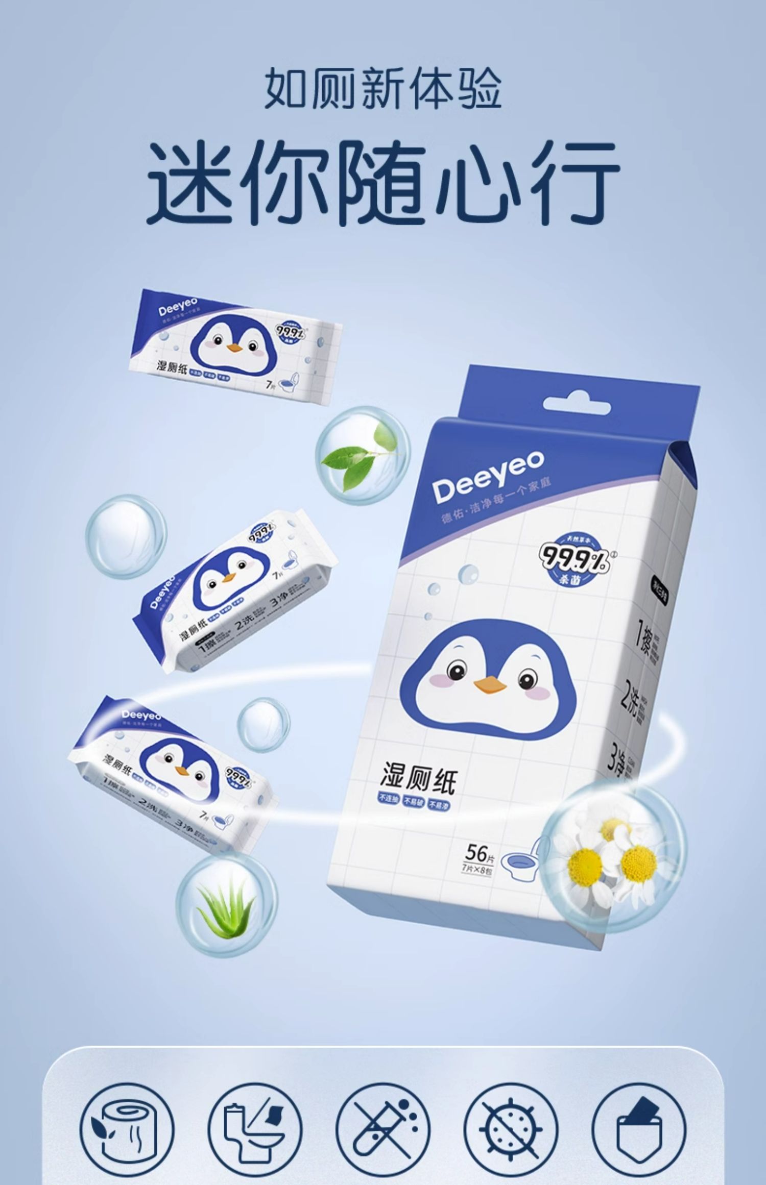 Deeyeo 德佑 超迷你便携装湿厕纸 8包共56片 天猫优惠券折后¥10.9包邮(¥19.9-9) Deeyeo 德佑 超迷你便携装湿厕纸 8包共56片 天猫优惠券折后¥10.9包邮(¥19.9-9)