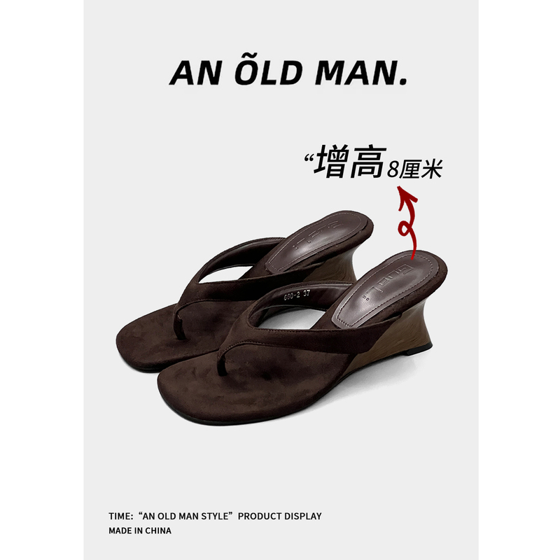 An Old Man-X French-Style Wedge Flip-Flops for Women, Summer Outdoor Wear, Niche High-End Style, Suitable for Pairing with Dresses, Women's Sandals An Old Man-X French-Style Wedge Flip-Flops for Women, Summer Outdoor Wear, Niche High-End Style, Suitable for Pairing with Dresses, Women's Sandals
