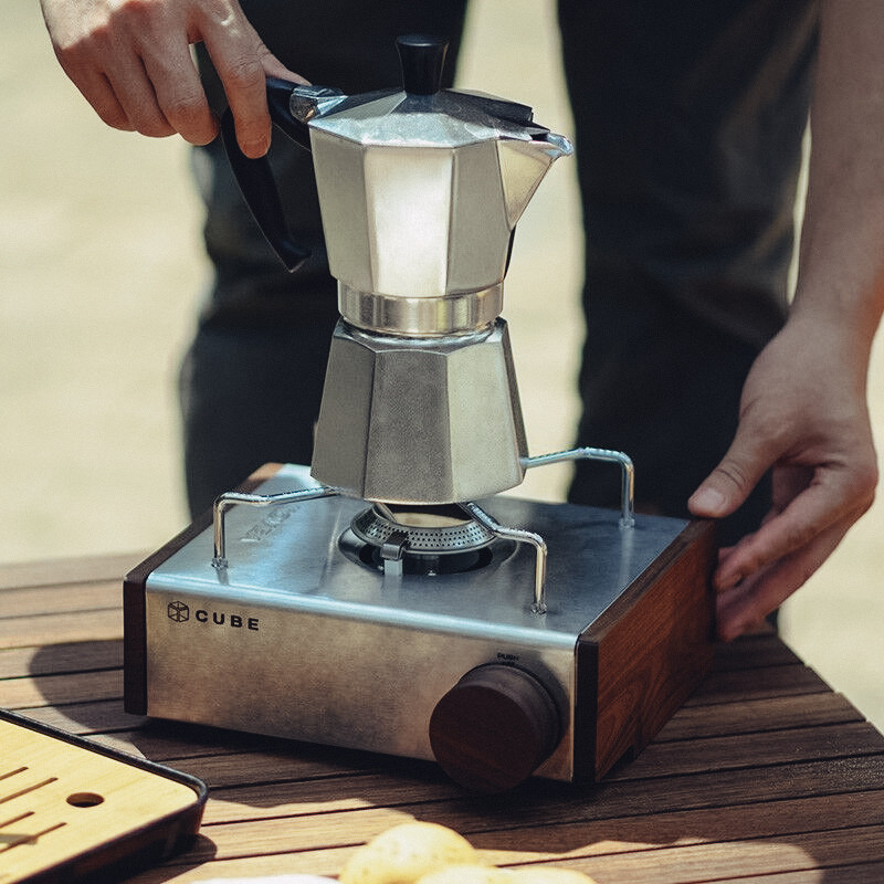 Camping outdoor coffee pot camping aluminum kettle Moka pot Italian hand brewing pot coffee pot octagonal pot