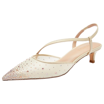 Zhenmei Shi Xinghe Dreams 2024 Spring New Shiny Sheepskin S Strap Cat Heel Pointed Toe Sandals Women 40311AH4