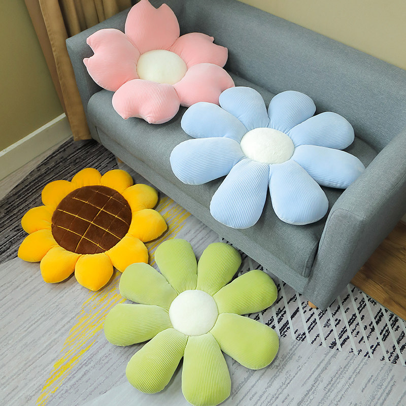 Cute little daisy cushion Sunflower Cherry Blossom Sunflower Flower Pillow Sofa Window Sill Adorned Car Back Cushion Fart Cushion