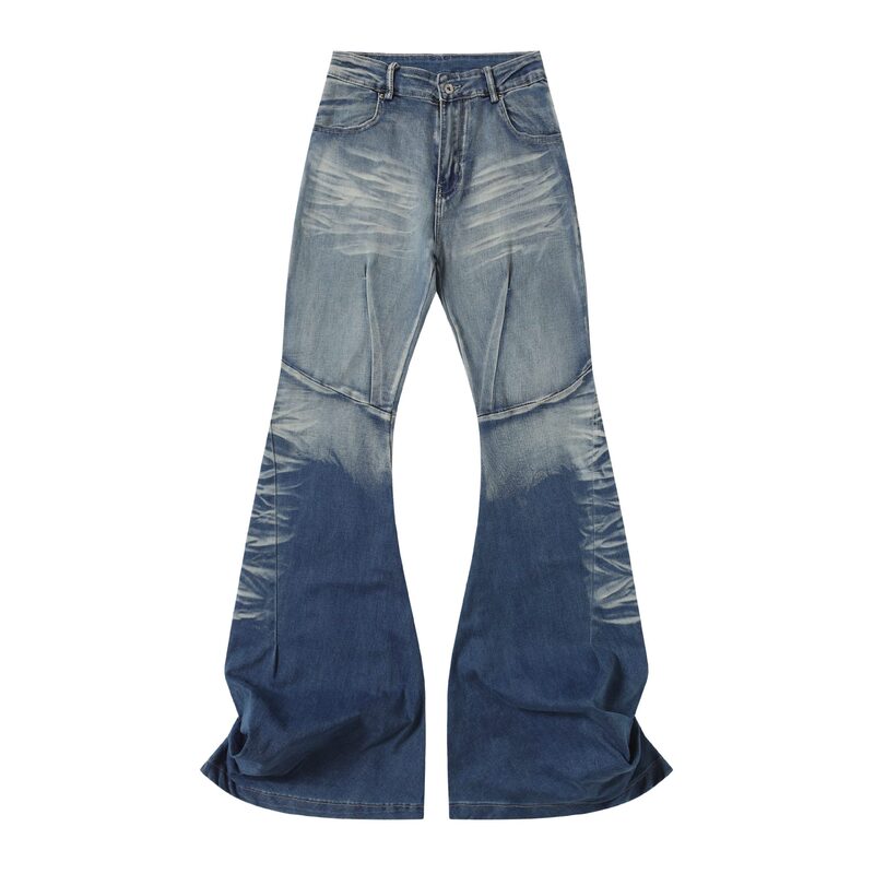 【Eclipse Mirror】Y2K Light Spicy Girl European and American Style Retro Washed Flared Jeans for Women High Street Distressed Long Pants