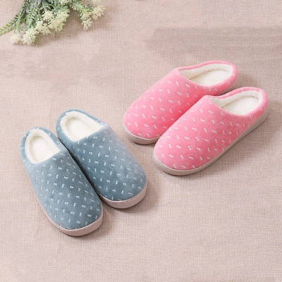 情侣毛绒厚底半包跟软底防棉拖鞋