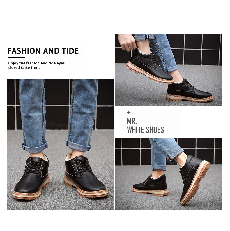 Giày cotton nam mùa đông ấm áp cộng với giày nhung nam 2018 Phiên bản Hàn Quốc của xu hướng dụng cụ ủng dày tuyết dày Giày nam cotton ngắn những đôi giày boot nam