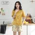 Bộ đồ ngủ ngắn nữ hai dây cotton ngắn tay phiên bản Hàn Quốc dễ thương có thể mặc bên ngoài bộ đồ mỏng dành cho gia đình - Giống cái bộ đồ ngủ lông cừu nữ  Giống cái