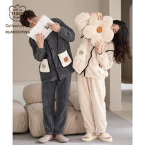 Lovers pyjamas fall winter style coral suede female thickened with velvet flannel mens winter warmth can be worn outside the home clothes
