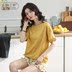 Bộ đồ ngủ ngắn nữ hai dây cotton ngắn tay phiên bản Hàn Quốc dễ thương có thể mặc bên ngoài bộ đồ mỏng dành cho gia đình - Giống cái bộ đồ ngủ lông cừu nữ  Giống cái