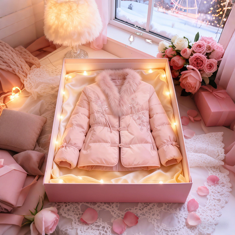 Women's Cotton-Padded Jacket, Winter 2026 New Style, Chinese Style, Pink down Cotton Coat with Fur Collar, Warm, Thickened, Slimming Outerwear Women's Cotton-Padded Jacket, Winter 2026 New Style, Chinese Style, Pink down Cotton Coat with Fur Collar, Warm, Thickened, Slimming Outerwear