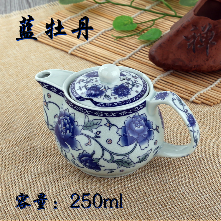 Bộ ấm trà gốm sứ nhỏ gốm đơn xương ấm trà với bộ lọc sứ màu xanh và trắng nhà kungfu bộ - Trà sứ bộ ấm pha trà