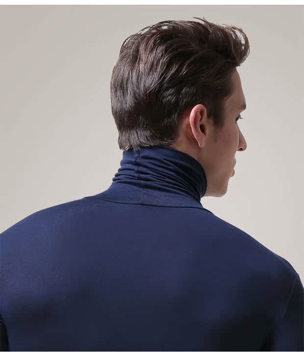 Áo thun cổ cao nam dài tay Slim xu hướng cộng với size cộng với chất béo quần áo mùa thu đồ lót mùa thu đông áo thun nam form rộng