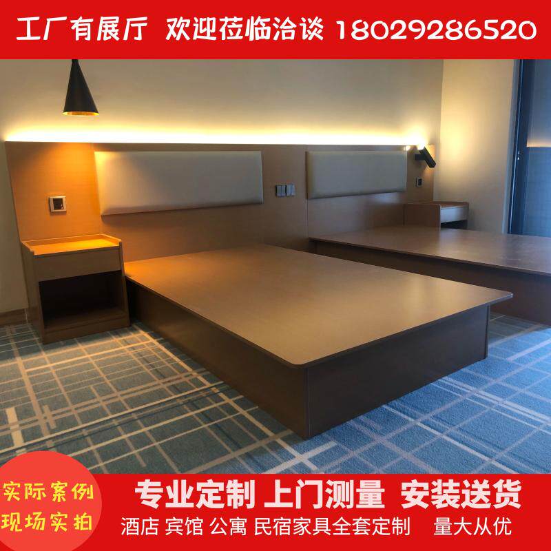 Manufacturer customized hotel guesthouses furniture house Guest Room Bed Apartment Large Bed-bed Standard Bed Combo TV Table Full set