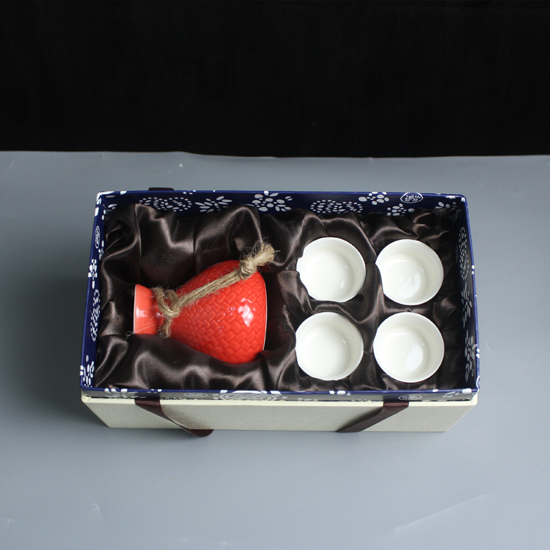 Sáng tạo Dệt rượu Sake rượu vang phong cách Nhật Bản Bộ đồ gốm Trung Quốc Bình gốm vàng Rượu vang trắng Rượu vang Linh tinh Hộp quà tặng ly thủy tinh uống rượu