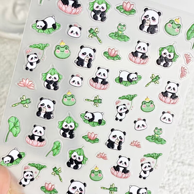 Cartoon Cute Lotus Frog Panda Nail Art Stickers Embossed 3D DIY Planner Water Cup Ccd Nail Decoration Stickers Cartoon Cute Lotus Frog Panda Nail Art Stickers Embossed 3D DIY Planner Water Cup Ccd Nail Decoration Stickers