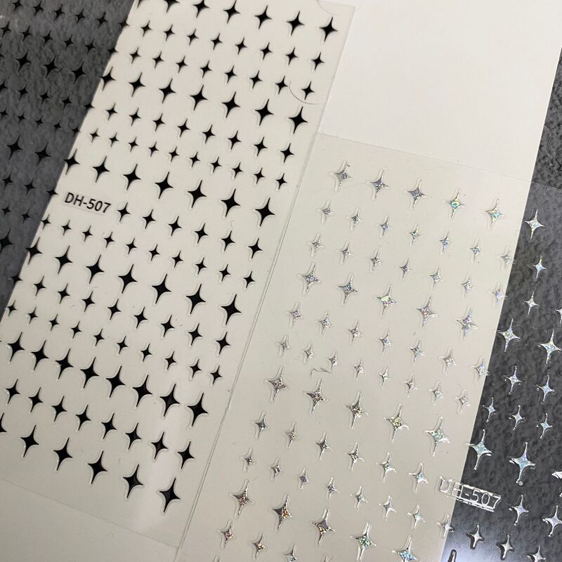 Trendy Starburst Nail Stickers Thin and Flexible Gold, Silver, Black, White Mini Four-Pointed Star Waterproof Adhesive Nail Decoration