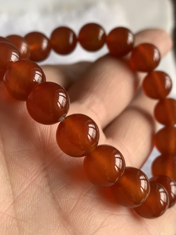 Xunke Agate Northern Red Agate Bracelet Bead String 10 Beads Red Agate Bracelet Bead String with Beads