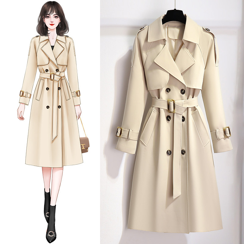 レディースロングトレンチコート、2026年新作、高級感とスタイリッシュさを兼ね備え、春と秋に最適です。