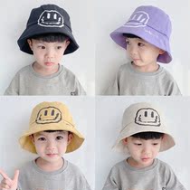 Children fishermans hat Korea same style Chaofan boys casual smiling face men and women Baby Flat top bucket hat tide