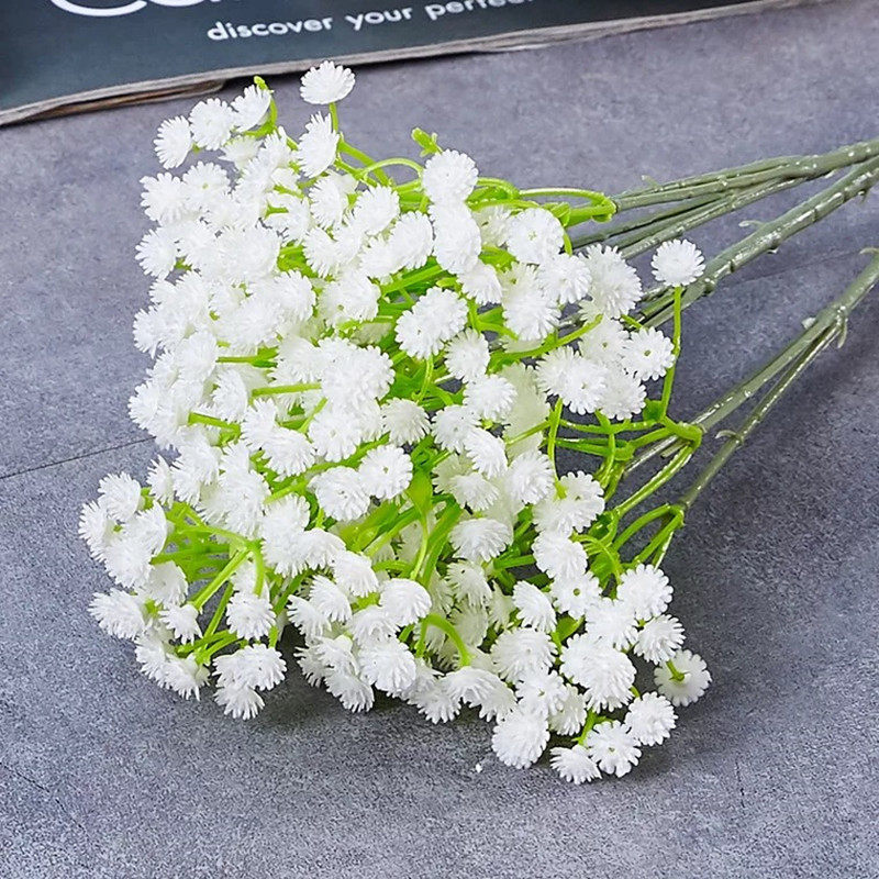 Simulation of gypsophila single fake flower long stick plastic handmade bouquet flower arrangement with wedding flower photo studio holding flowers
