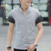 Yi mùa hè mới nam áo thun ngắn tay Cotton cotton cổ chữ V in hình áo thun học sinh thanh niên ao thun polo nam Polo