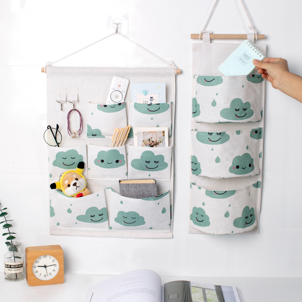 Fabric storage bag wall hanging bedroom multi-layer hanging bag door behind the dormitory artifact bedside wall student storage pocket