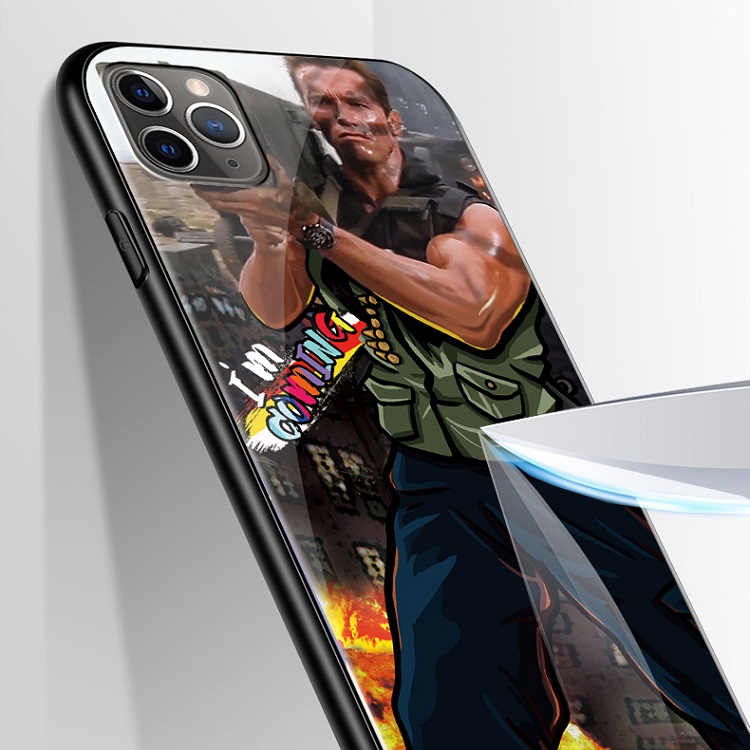 施瓦辛格iphone11手机壳苹果11pro玻璃壳夜光阿诺创意恶搞怪iphone11promax魔鬼司令火箭筒浴霸男沙雕保护套