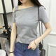 Summer new pure cotton short-sleeved t-shirt women's trendy Korean version pure white off-shoulder women's tops slim half-sleeved bottoming shirt