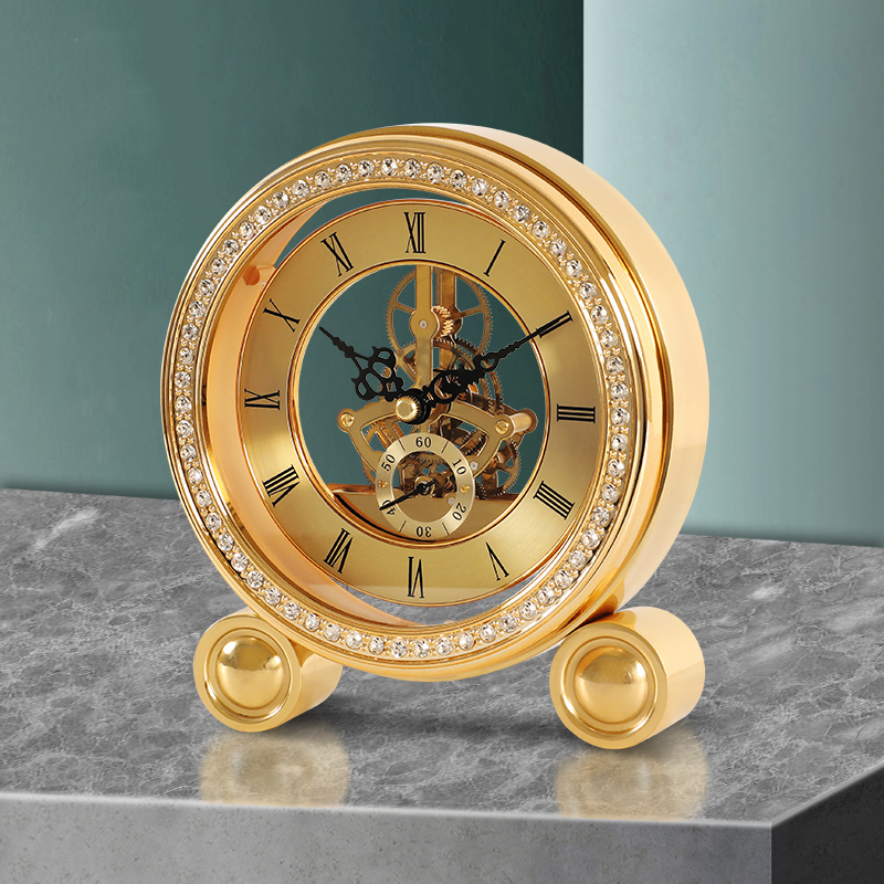 Eurostyle pure copper seat bell living room light and luxurious table swing piece brass imitation machinery desktop and watch home with upscale seat clock