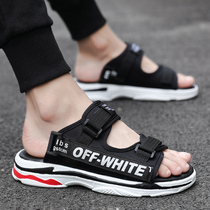 Summer new INS super fire slippers men cool drag non-slip thick bottom tide drag beach breathable personality tide men sandals