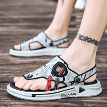 Slipper mens tide 2021 New Korean trend summer outdoor beach personality non-slip casual mens sandals